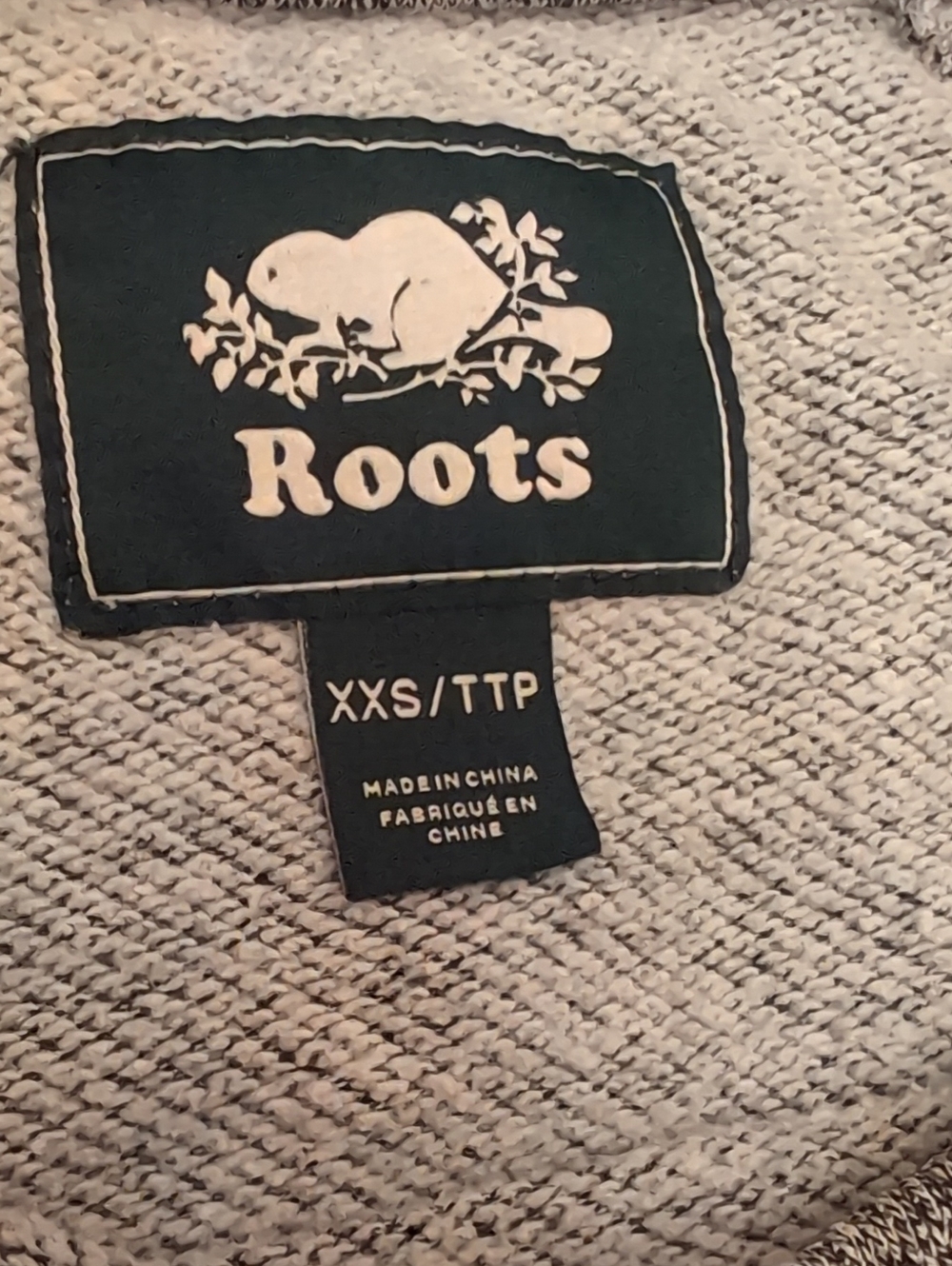 Roots Women’s Heather Gray Crewneck Sweatshirt with White Logo - Picture 4 of 5